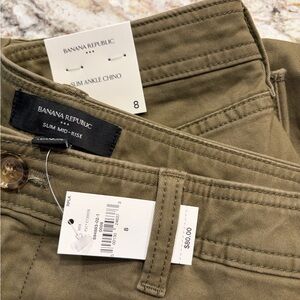 Banana Republic Women's Slim Ankle Chino Pants - Olive NWT